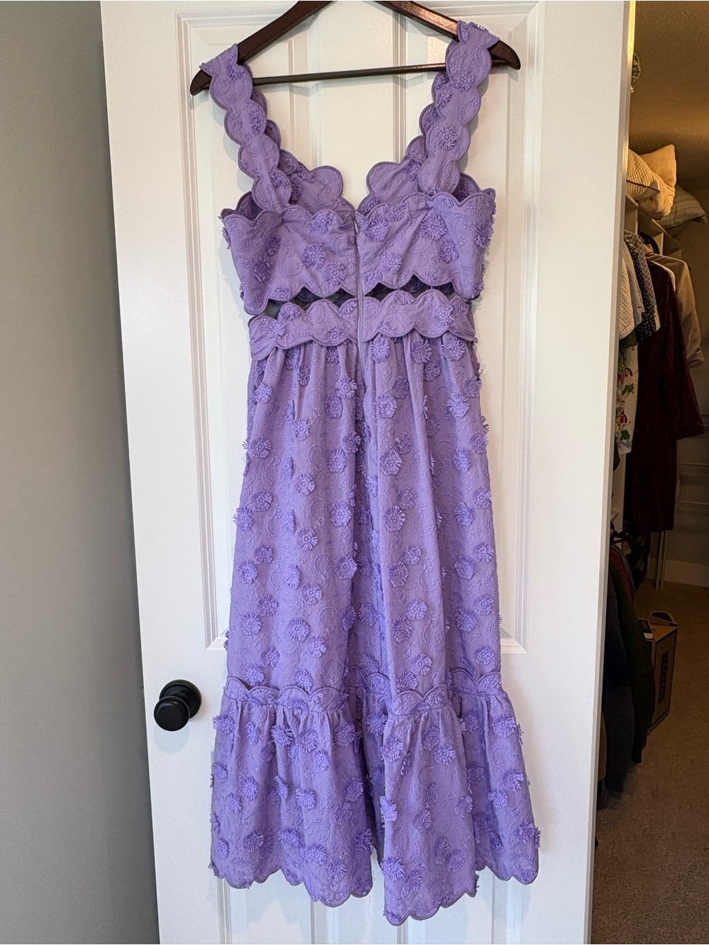 Farm Rio Lilac 3D Flower Sleeveless Midi Dress (Small) - Picture 2 of 10